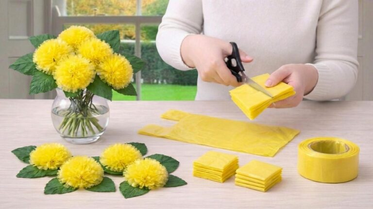 This simple trick transforms plastic bags into stunning flowers for your home décor…