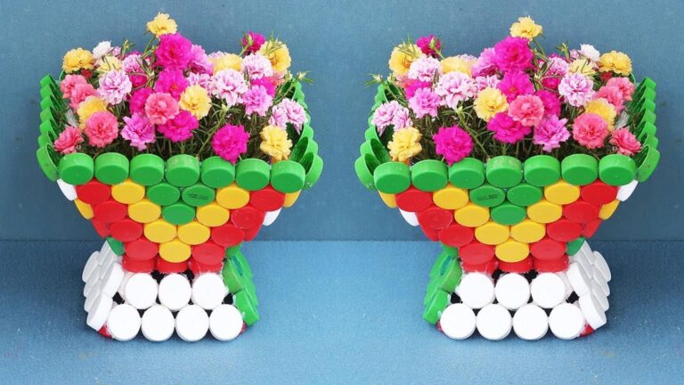 This simple trick transforms plastic caps into stunning flower pots for your garden…