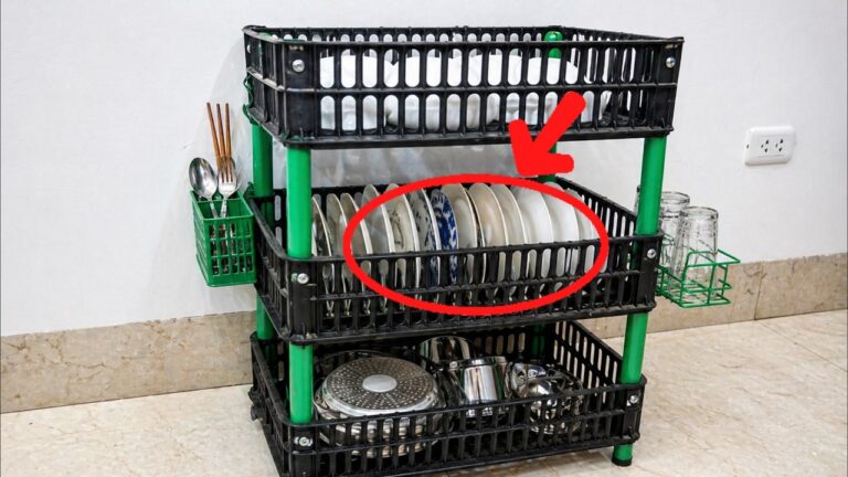 Transform 1 Plastic Box into a Stylish DIY Dish Rack Organizer for Your Kitchen