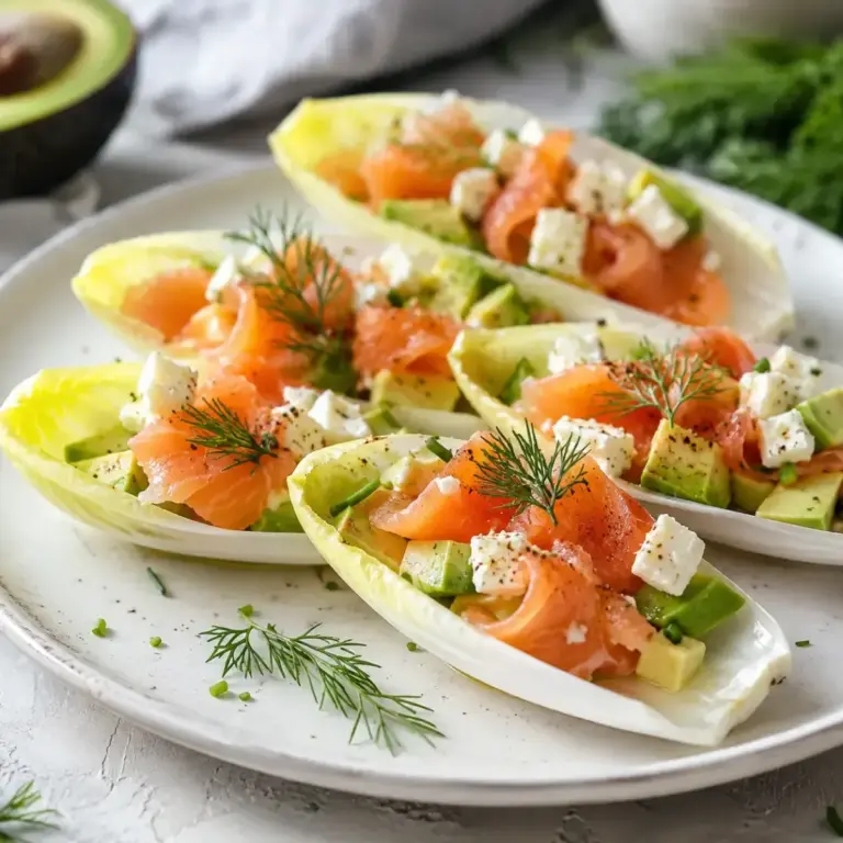 Smoked Salmon, Avocado, and Cheese Endive Boats Recipe