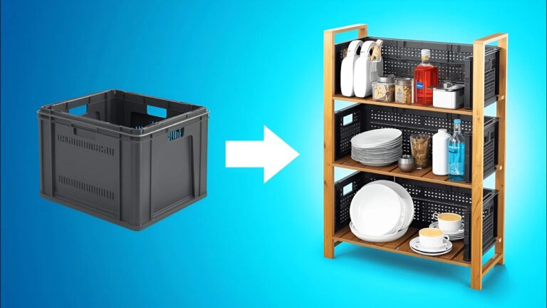 Transform 5 Old Plastic Crates into a Stylish Storage Shelf Today!